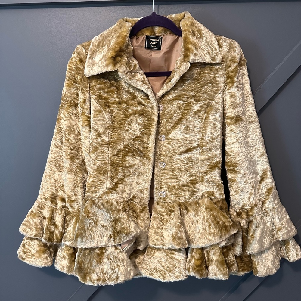 Lorena Conti Vintage Gold Velour fitted jacket